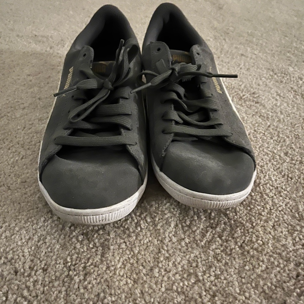 Puma suede sneakers—grey, size 9.